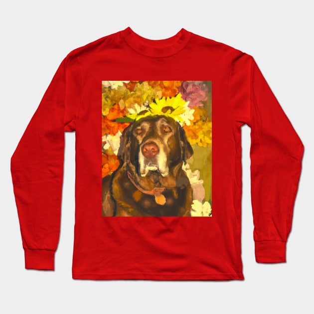 Labrador in flowers, Labrador owner gift Long Sleeve T-Shirt by LollysLane